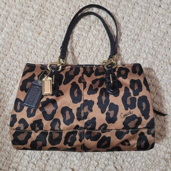 Coach Leopard Print Shoulder Bag - Black and Tan - Picture 13 of 16